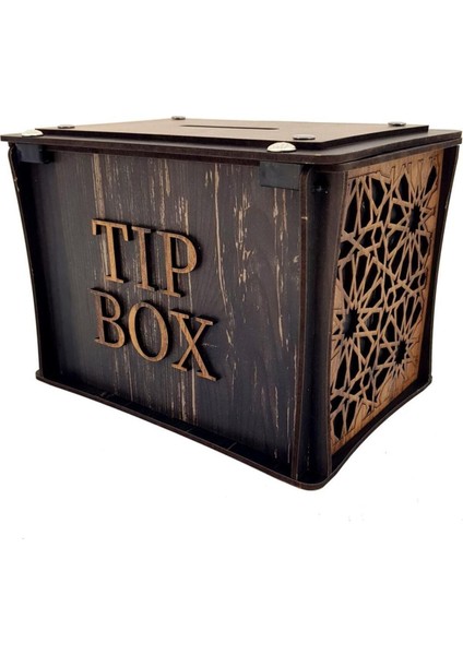El Yapımı Dikdörtgen Ahşap Bahşiş Kutusu Sandık Tip Box Kumbara Tibbox Hediyelik