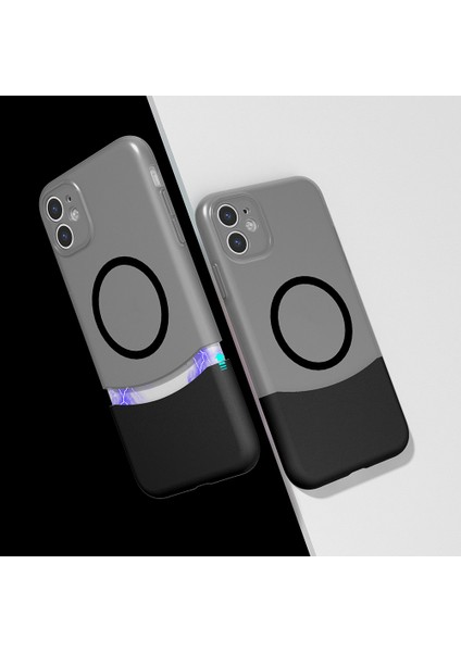 iPhone 11 Kılıf M-Safe Şarj Özellikli Mıknatıslı Senk Duble Kapak - Siyah