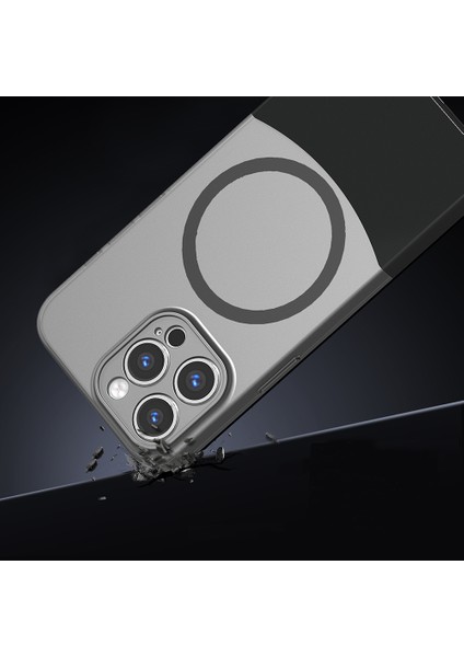 iPhone 14 Pro Max Kılıf M-Safe Şarj Özellikli Mıknatıslı Senk Duble Kapak - Siyah indirimleri