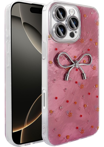 iPhone 16 Pro Max Kılıf Kamera Korumalı Figürlü Senk Ponti Silikon Kapak - Açık Pembe