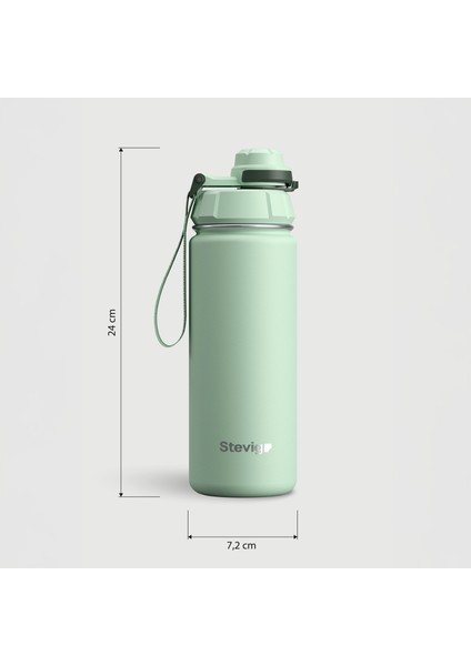 1 Hand Leak-Proof Sızdırmaz Çelik Termos 500 Ml Smoke Green St-221