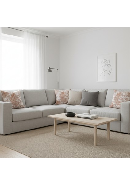 Yüksek Kaliteli Desenli Jakarlı Dokuma Kumaş 45 x 43 cm (İçi Dolu) Açık Kahverengi Ağırlıklı