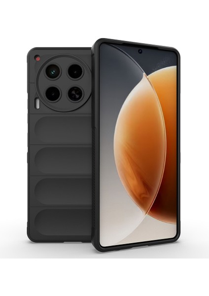 Tecno Camon 30 4g Kılıf Esnek Tpu Oyuklu Arka Yüzey Tasarımlı Senk Etnik Silikon Kapak - Siyah