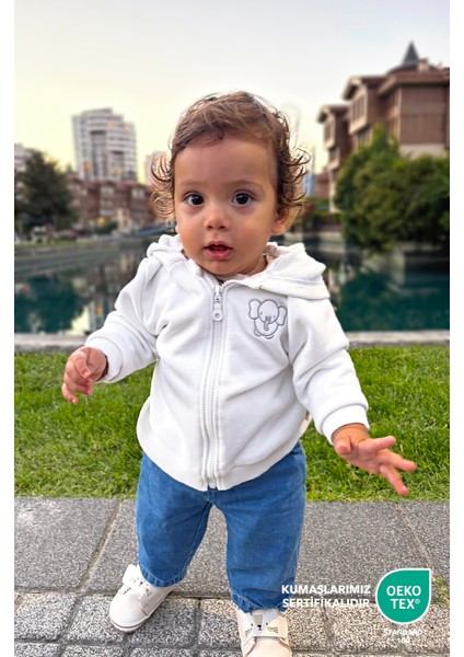 Bebek/çocuk Nakış Detaylı Fermuarlı Sweatshirt