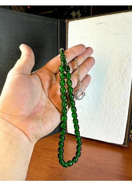 Çubuk Kehribar Tesbih Yeşil Renk Kapsül Kesim T-151 modelleri