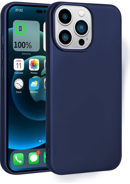 Apple iPhone 14 Pro Max Kılıf Senk Premier Silikon Kapak-Lacivert