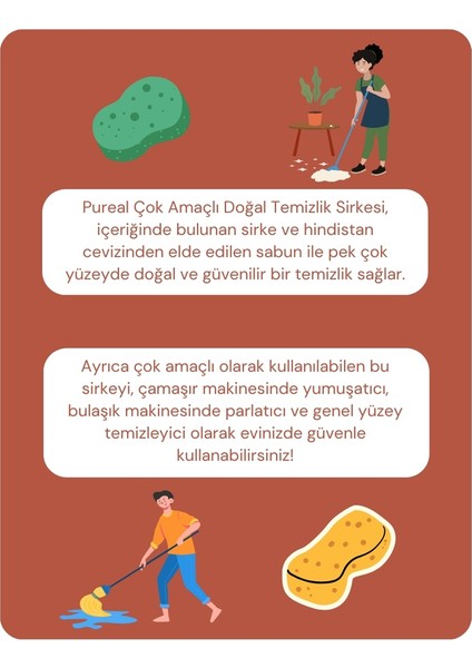 Çok Amaçlı Doğal Temizlik Sirkesi (Yumuşatıcı-Parlatıcı-Yüzey Temizleyici) modelleri