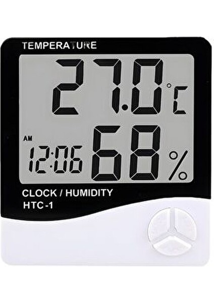 Dijital Termometre Sıcaklık ve Nem Ölçer LCD Ekranlı Masa Saati Alarm Özellikli