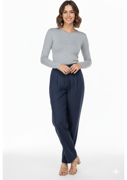 Kadın Düz Renk Uzun Kollu Dar Kesim Bedene Oturan Likralı Turlu Viskon Kumaş Badi