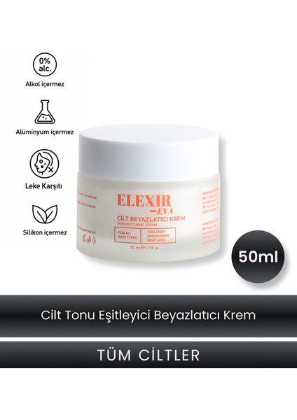 Cilt Beyazlatıcı Krem – Ton Açıcı & Leke Görünümünü Azaltıcı Aydınlatıcı Formül – 50 m