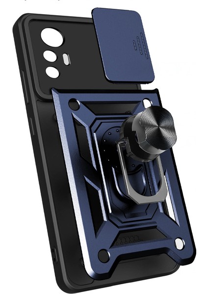 Mi 12 Lite Kılıf Magnetik Standlı Kamera Korumalı Senk Sürgülü Vega Kapak - Mavi fırsatları