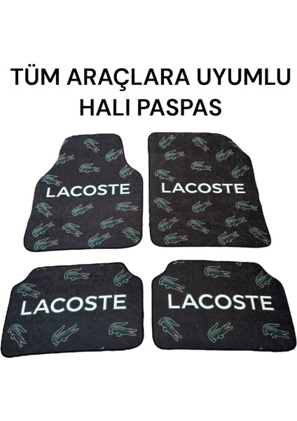 Lüx Oto Halı Paspas Desenli Yıkanabilir Universal (Her Araca Uyumlu)(Lacost Siyah)