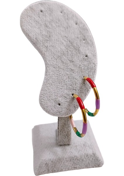 Kadın Çelik Çok Renkli Halka Küpe Altın Renk indirimleri