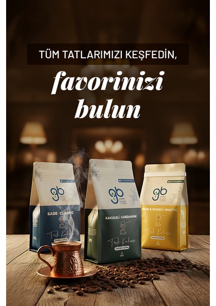 Green Brown Coffee Türk Kahvesi Orta Kavrulmuş Damla Sakızlı - Mastic 2X350 gr + Termos Hediye fırsatları