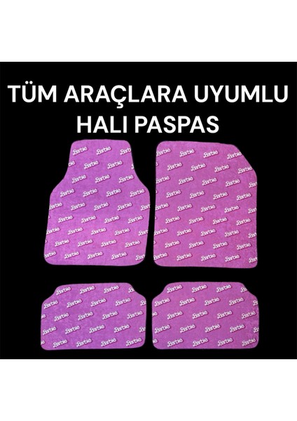 Lüx Oto Halı Paspas Desenli Yıkanabilir Universal (Her Araca Uyumlu)(Barbie Yazı)