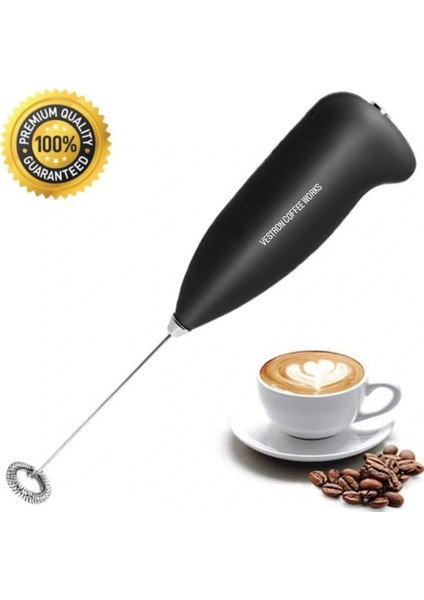 Coffe Whisk Pilli Pratik Metal Çırpıcı Mini Mixer Kahve/Cappucino/Süt Köpürtücü