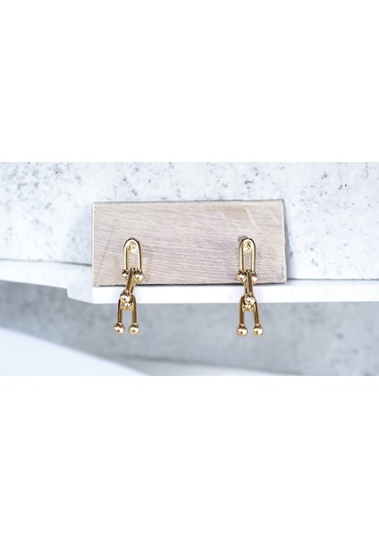 Kadın Çelik Tıffany 3 Geçmeli Küpe Altın Renk indirimleri