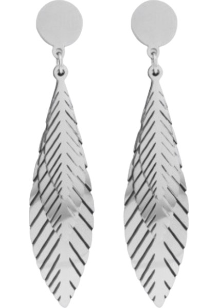 Kadın Çelik 3 Yapraklı Küpe Gümüş Renk fırsatları