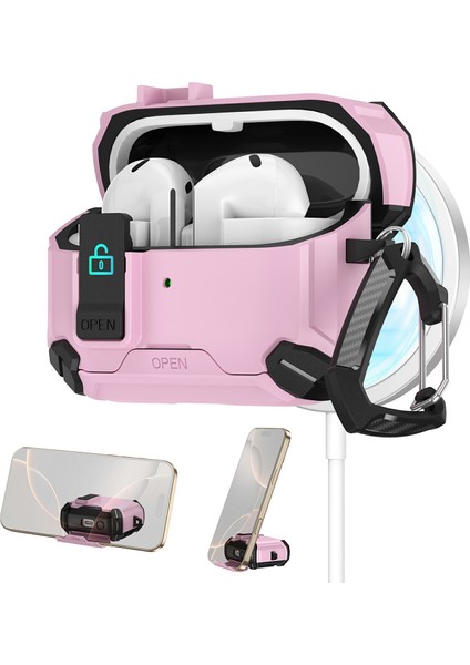 Samsung Galaxy Buds3 Pro / Buds3 Kılıfı Tpu + Pc Uyumlu Magsafe Standlı Bluetooth Uyumlu Kulaklık Kılıfı Karabinalı (Yurt Dışından)