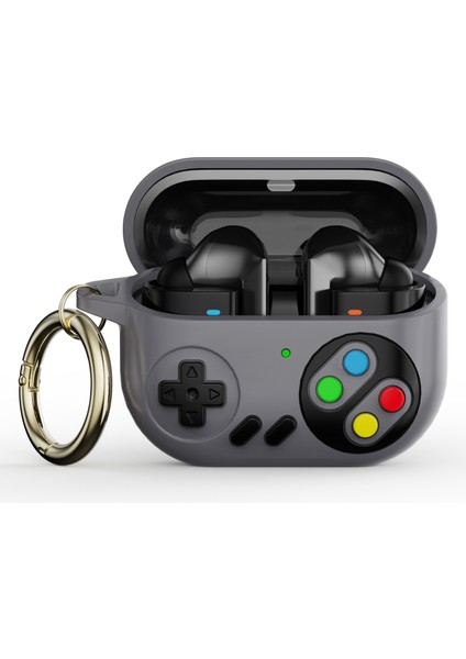 Samsung Galaxy Buds3 Pro Silikon Kılıf Retro Oyun Konsolu Kulaklık Kılıfı ve Karabina (Yurt Dışından)