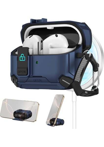 Samsung Galaxy Buds3 Pro / Buds3 Kılıfı Tpu + Pc Uyumlu, Magsafe Standlı, Bluetooth Uyumlu, Karabinalı Kulaklık Kılıfı (Yurt Dışından)