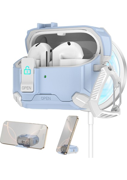 Samsung Galaxy Buds3 Pro / Buds3 Kılıfı Tpu + Pc Uyumlu Magsafe Standlı Bluetooth Uyumlu Kulaklık Kılıfı Karabinalı (Yurt Dışından)