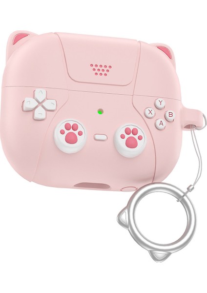 Samsung Galaxy Buds3 / Buds3 Pro Karikatür Kedi Kulaklı Silikon Koruyucu Kılıf ve Askı Kancası (Yurt Dışından)