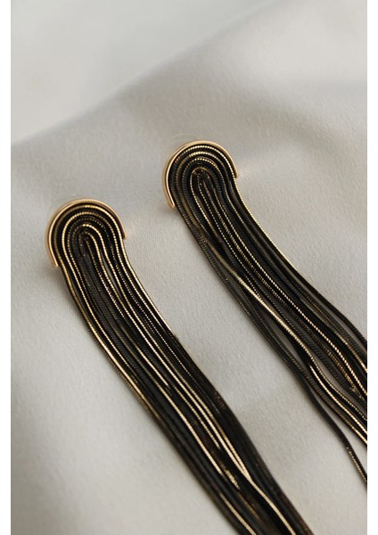 Altın Kaplama Uzun Şelale Kesim Zincir Küpe modelleri