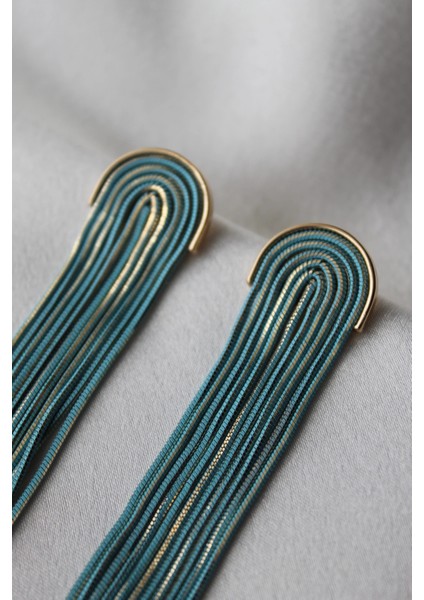 Altın Kaplama Uzun Şelale Kesim Zincir Küpe modelleri