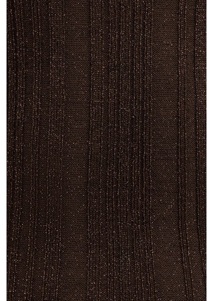 Fine Knit Gathered Halter Neck Maxi Dress Shimmer Ribbed Knit Kadın Elbise