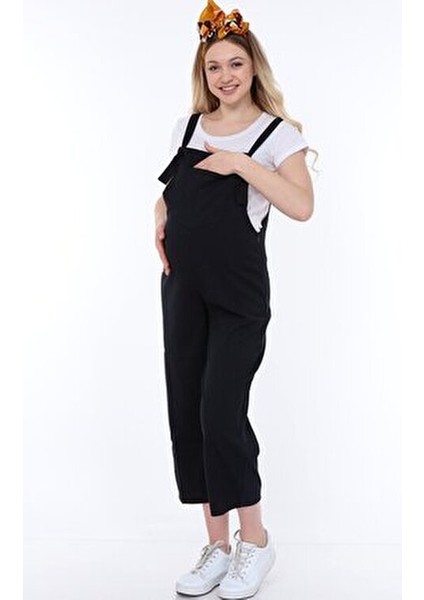 MYRA6102 Koyu Lacivert Hamile Salopet Pamuklu Kumaş ile Günlük Rahat Kullanım