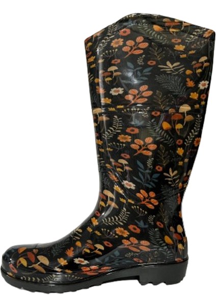Kadın Yeşil-Bej Çiçekli 35 cm Uzun Bahçe Yağmur Çizmesi EMKK309-210 fiyatları
