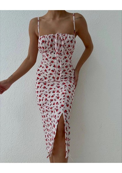 Askılı Ip Uzun Elbise