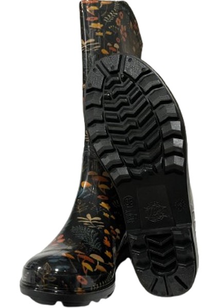 Kadın Yeşil-Bej Çiçekli 35 cm Uzun Bahçe Yağmur Çizmesi EMKK309-210 indirimleri