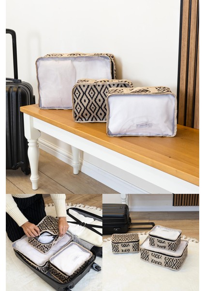 3'lü Set Bavul Içi Seyahat Çantası Seti Düzenleyici Valiz Içi Organizer