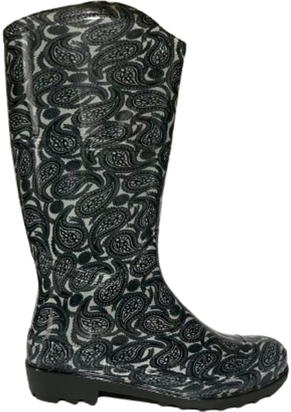 Kadın Gri Desenli 35 cm Uzun Bahçe Yağmur Çizmesi EMKK309-210