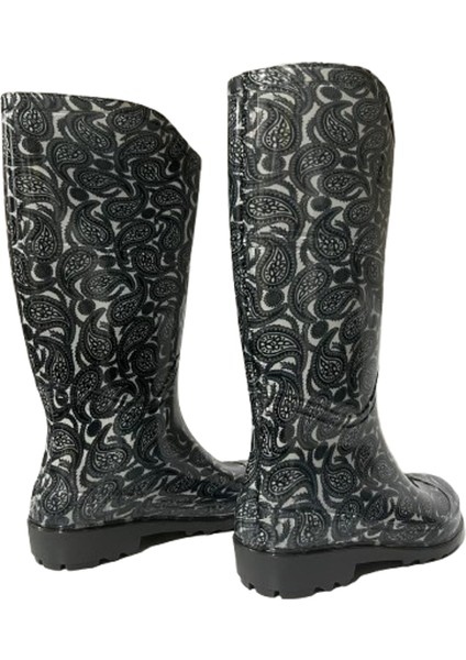 Kadın Gri Desenli 35 cm Uzun Bahçe Yağmur Çizmesi EMKK309-210 modelleri