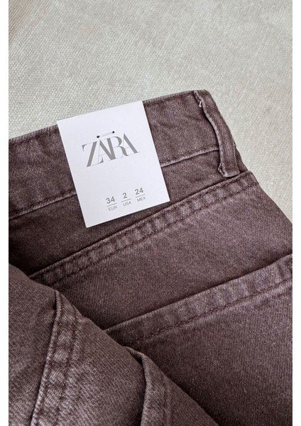 Geniş Kesik Paça Premium Jean- Kahverengi modelleri