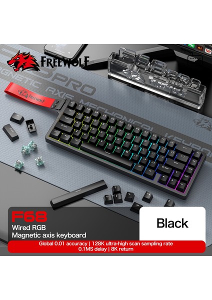 F68 Pro Oyun Klavyesi Manyetik Switch 3 Modlu Kablosuz Bluetooth Kablolu, 8k/1k Rgb Klavye