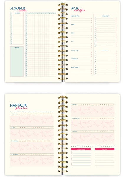 Spiralli Sert Kapak 2026 Haftalık Motivasyon Ajandası A5