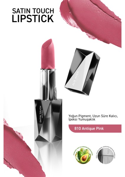 Uzun Süre Kalıcı Nemlendirici Pürüzsüz Etkili Yarı Mat Ruj - Satin Touch Lipstick 810 Antique Pink