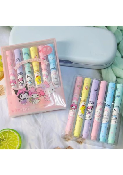 6'lı Fosforlu Kalem Seti - Sanrio Karakterleri, Kuromi, Hello Kitty fiyatları