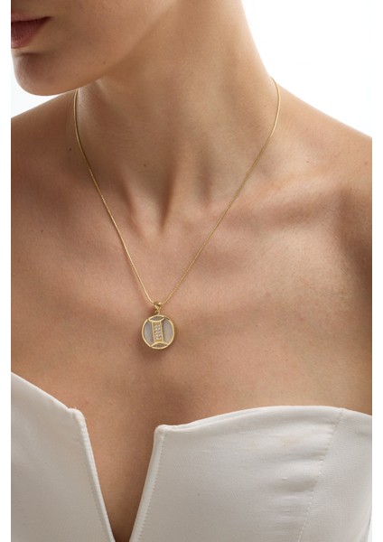 14 Ayar Altın Ikizler Burcu Kolye