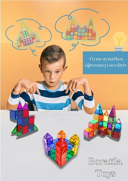 Manyetik Tiles Renkli 42 Parça Manyetik Yapı Magnetic Bloklar fırsatları