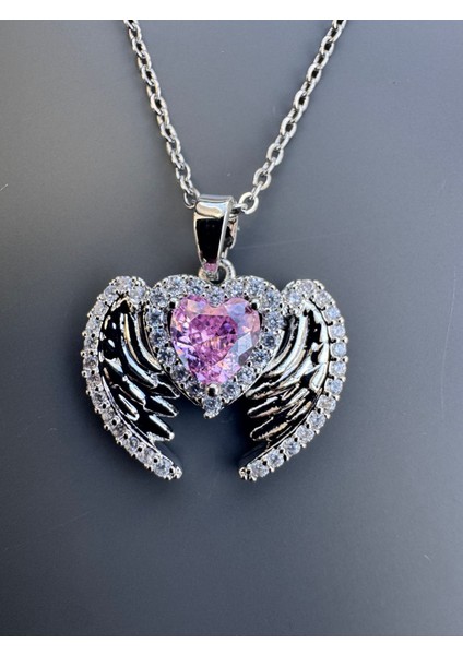 Gümüş Renk Melek Kanadı Kolye Çelik modelleri