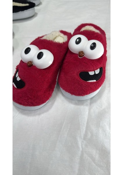 Kadın & Erkek Komik Gözlü Peluş Ev Terliği – Yumuşak, Sıcak ve Kaymaz Tabanlı Kışlık Terlik