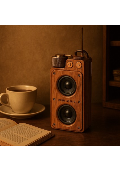 19CM Retro Ahşap Tasarımlı Bluetooth Hoparlör – 5W Güçlü Ses, 5.0 Kablosuz Bağlantı, 1500 Mah Şarjlı Batarya, Fm Radyolu, Usb/tf Kart Destekli, Taşınabilir Nostaljik Müzik Kutusu | A8