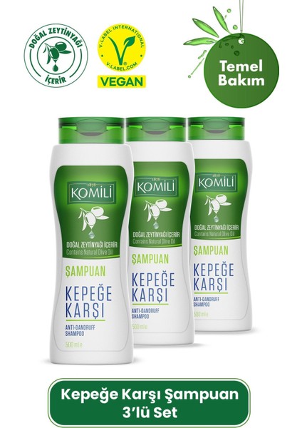 Kepekli Saçlar Için Kepek Karşıtı Vegan Şampuan 3'lü Set - 3 x 500 ml