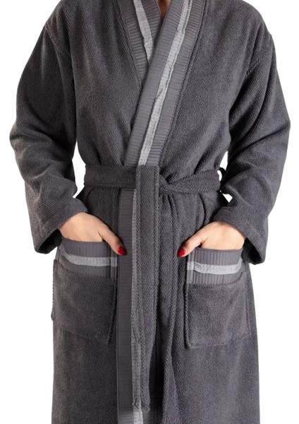 Aurelia Grey-Ecru Pamuklu Bornoz