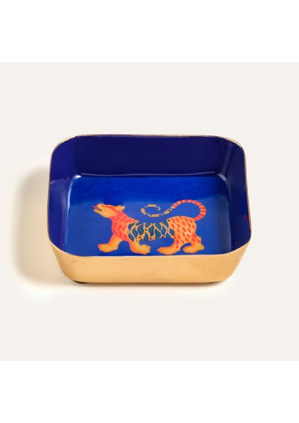 Nanpur Metal Dekoratif Tepsi 9X9X2 cm Mavi